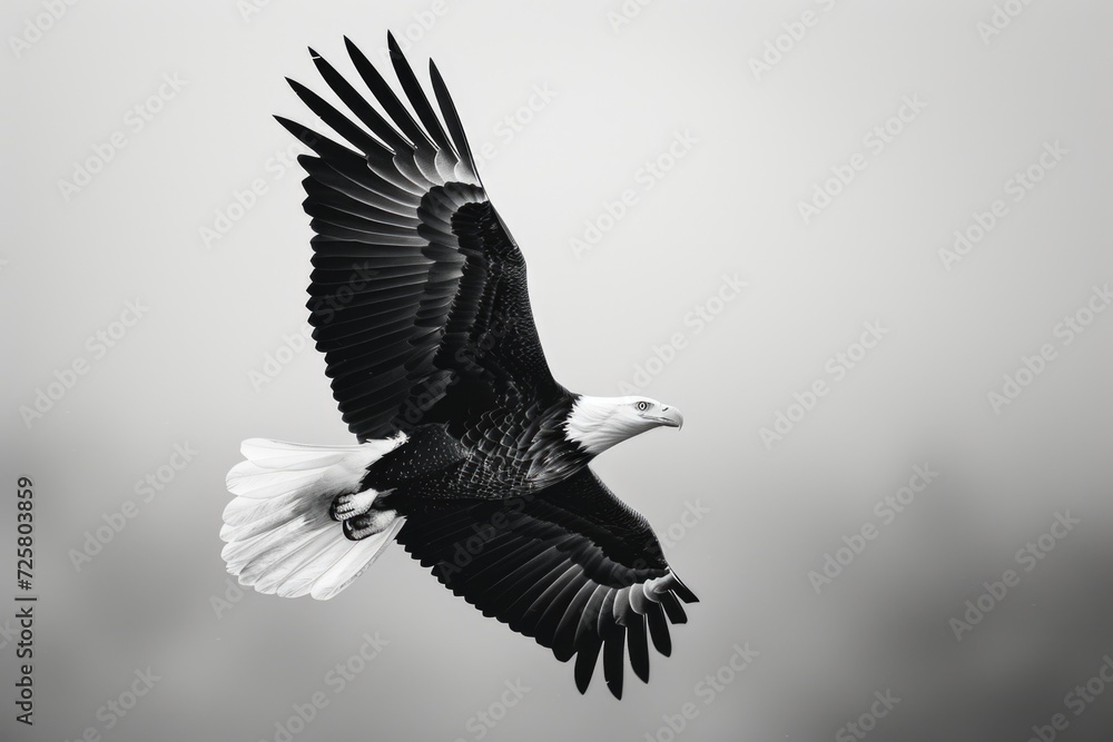 Fototapeta premium An eagle flying through the air with its wings spread. Ideal for nature and wildlife-themed projects