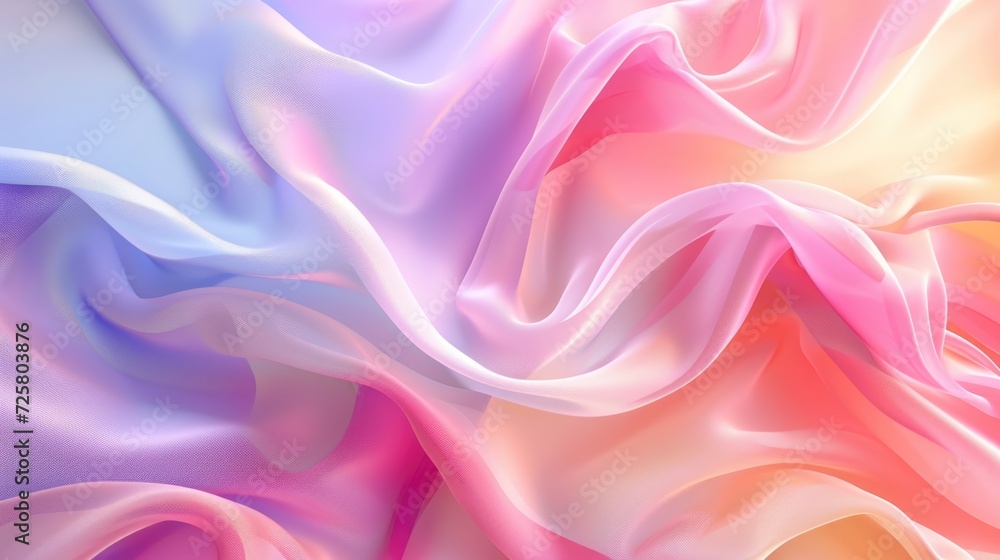 Obraz premium Fashionable aesthetic pastel background with silky soft textile fabric. Elegant wavy cloth texture