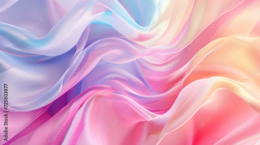 Obraz premium Fashionable aesthetic pastel background with silky soft textile fabric. Elegant wavy cloth texture