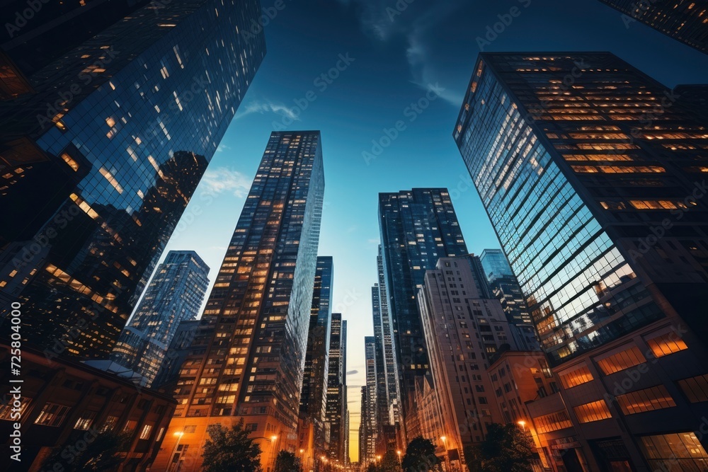 Fototapeta premium Photo of skyscrapers against
