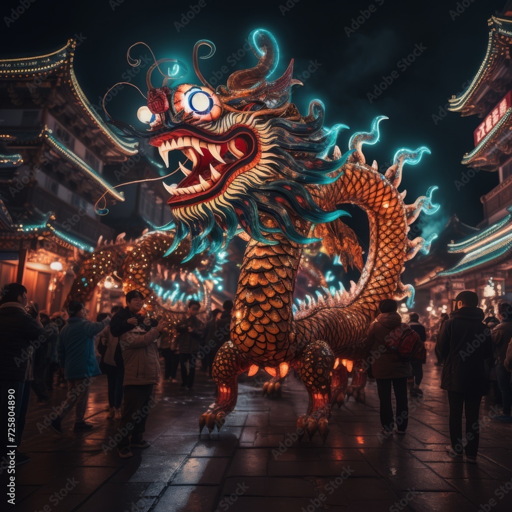 Obraz premium At the Dragon Lantern Festival , Chinese people 