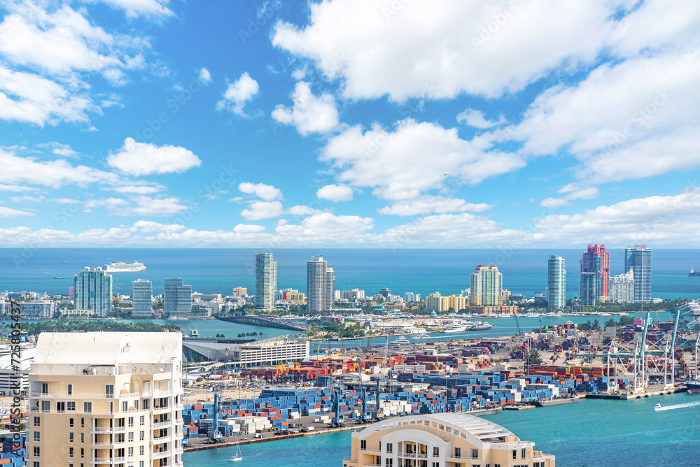 View of Miami Florida taken from an apartment building View of Miami Florida taken from an apartment building