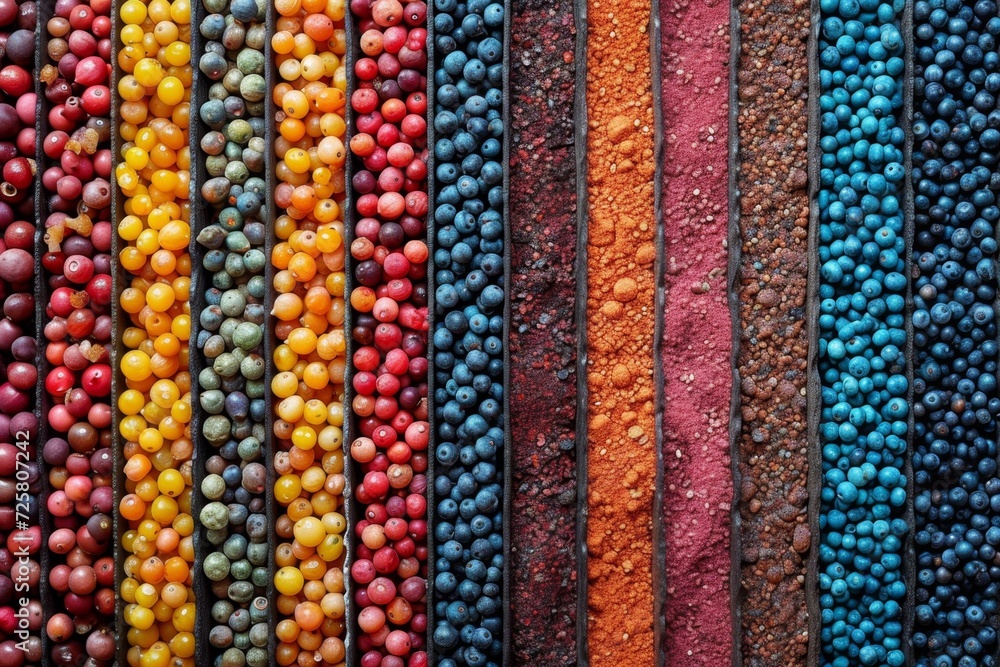 Multicolored Background of assorted berries. Color texture