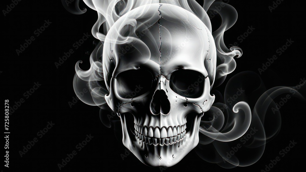 abstract background with human skull black and white. generative, ai. abstract background with human skull black and white. generative, ai.