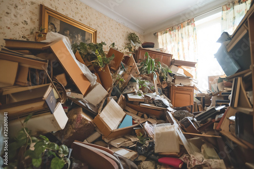 A hoarder house filled to the top with hoarded stuff