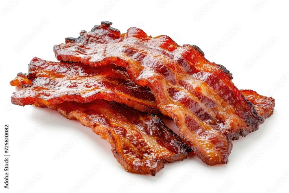 Grilled pork bacon white background