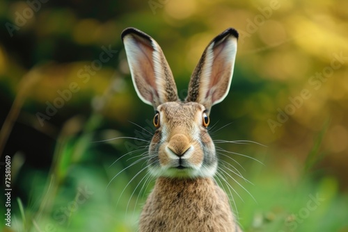 A detailed view of a rabbit in the grass. Suitable for various nature-themed projects