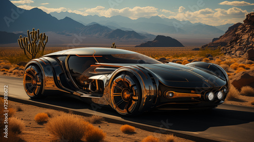 Futuristic car in the desert