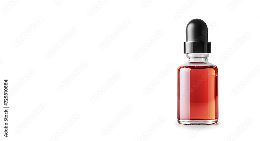 Bottle with glass with blank label isolated on white background. Serum oil in amber dropper bottle with copy space. Bottle with glass with blank label isolated on white background. Serum oil in amber dropper bottle with copy space.