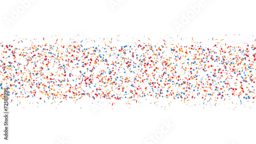 Colorful flying confetti on transparent background, holiday celebration and festival, fun decoration. Isolated vector illustration.
