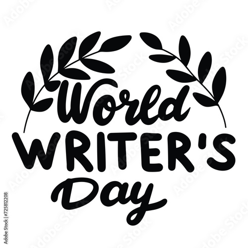 World Writer's Day text banner in black color. Handwriting World Writer's Day inscription isolated on white background