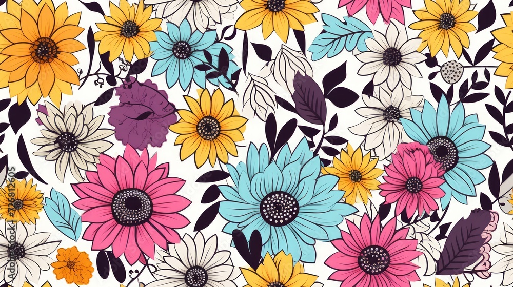 seamless pattern flower, hand drawn, color pastel. Generative Ai seamless pattern flower, hand drawn, color pastel. Generative Ai