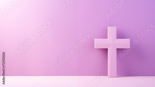 Fioletowe tło z krzyżem - Wielki Post w kościele katolickim. Symbol Zbawienia - Jezusa Chrystusa.  photo