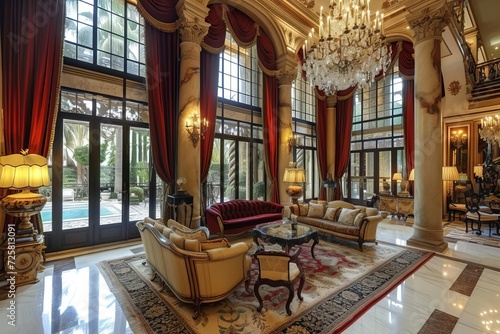 Luxe model in an opulent mansion Epitomizing the pinnacle of luxury and high society living