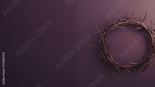 Fioletowe tło wielkopostne - Korona z cierni Zbawiciela Jezusa Chrystusa. Symbol męki i śmierci na krzyżu. Przygotowanie do Wielkanocy