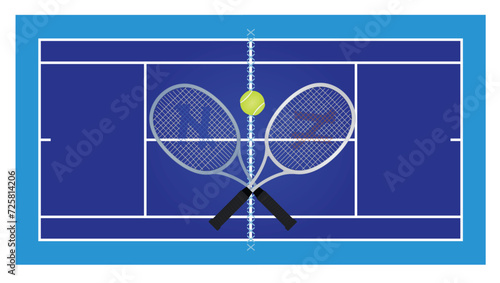Blue tennis court. vector illustration