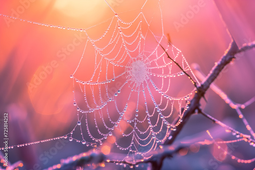 Close up macro photography of a cobweb. Very detailed macro photography
