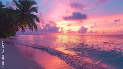 Beautiful panoramic sunset on a tropical island. © olegganko