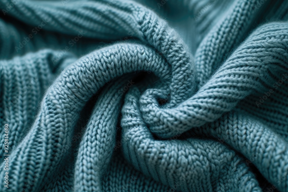 Fototapeta premium Textured blue green woolen and cashmere knit pullover for winter clothing