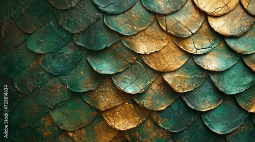 Wallpaper Mural Abstract beautiful background from dragon scales. Gold and green tones. Torontodigital.ca