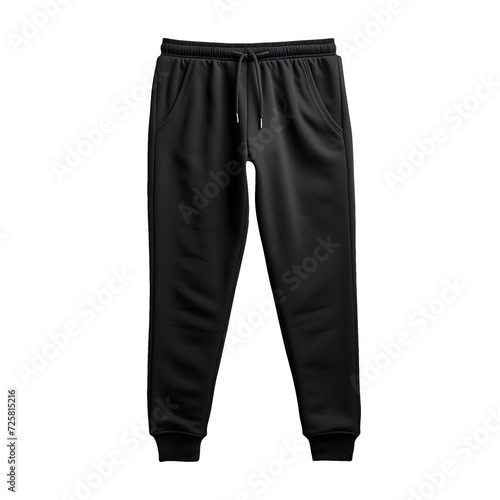 Photo of clean black jogger pants without background. Ready for mockup