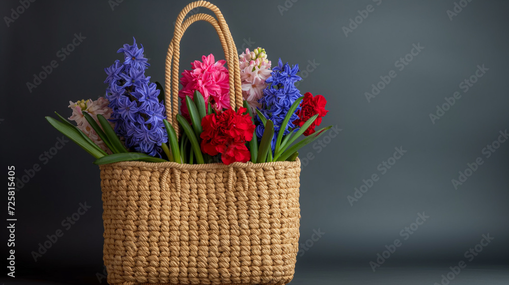 Beauty flowers in basket