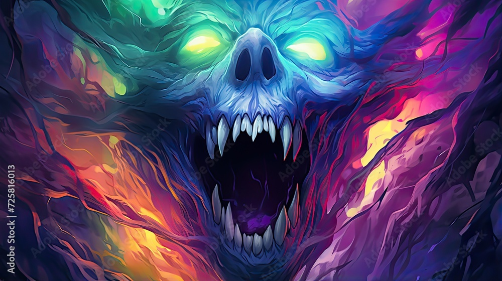 Obraz premium A ghoul in search of a new victim. The fearsome image of the vampire. The concept of horror and fear.