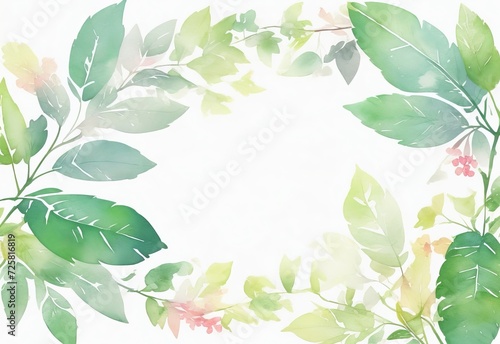 Watercolor Background. Template and texture for graphics. Green and mint colors. Pastel and delicate. Paint splash. Brush stroke. Copy free space. 