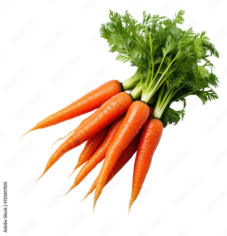 Carrot vegetable with leaves isolated on transparent background Carrot vegetable with leaves isolated on transparent background