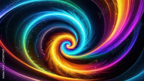 Colorful vortex energy, cosmic spiral waves, multicolor swirls explosion. Abstract futuristic digital background. generative, ai.