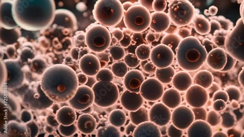 Cells dividing viewed through a microscope photo