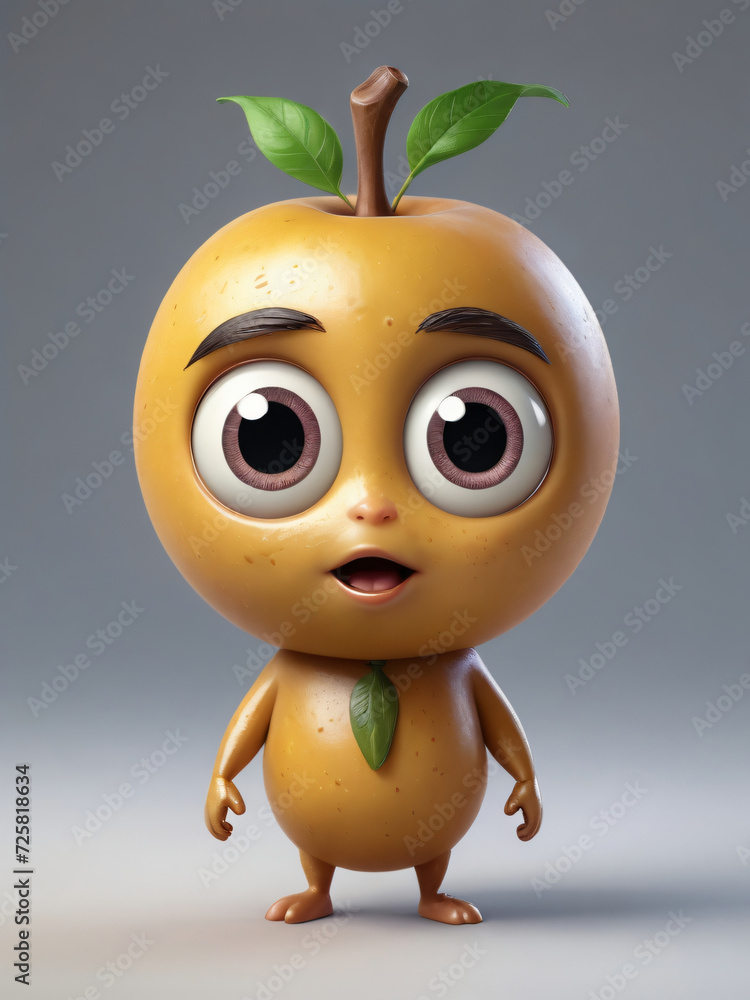 Photo Of A 3D Cartoon Sweet Granadilla Character Isolated On A White Background Photo Of A 3D Cartoon Sweet Granadilla Character Isolated On A White Background