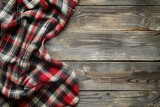 Wooden background with checkered plaid