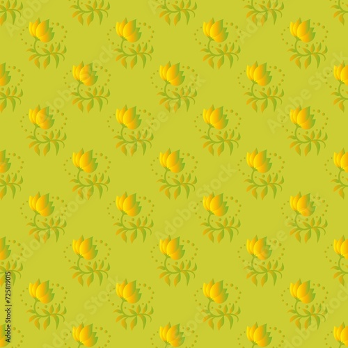 yellow-green floral pattern. seamless decorative ornament. colorful cover. wallpaper.