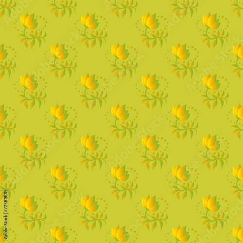 yellow-green floral pattern. seamless decorative ornament. colorful cover. wallpaper.
