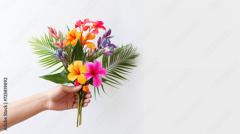 Gałązka palmy z kwiatami - Niedziela Palmowa. Symbol wjazdu Jezusa do Jerozolimy. Chwała Panu - obrazy, fototapety, plakaty 