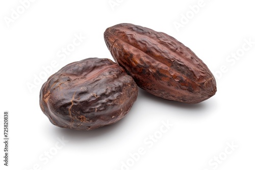 Isolated cocoa beans on white background with clipping path