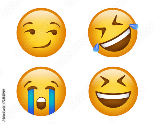 "Express emotions with our Emoji Face Set – Happy, Crying, Rolling on the Floor, Smirking, Tears, Suggestive Smile, and Laughing with Tears. Perfect for dynamic and humorous designs."