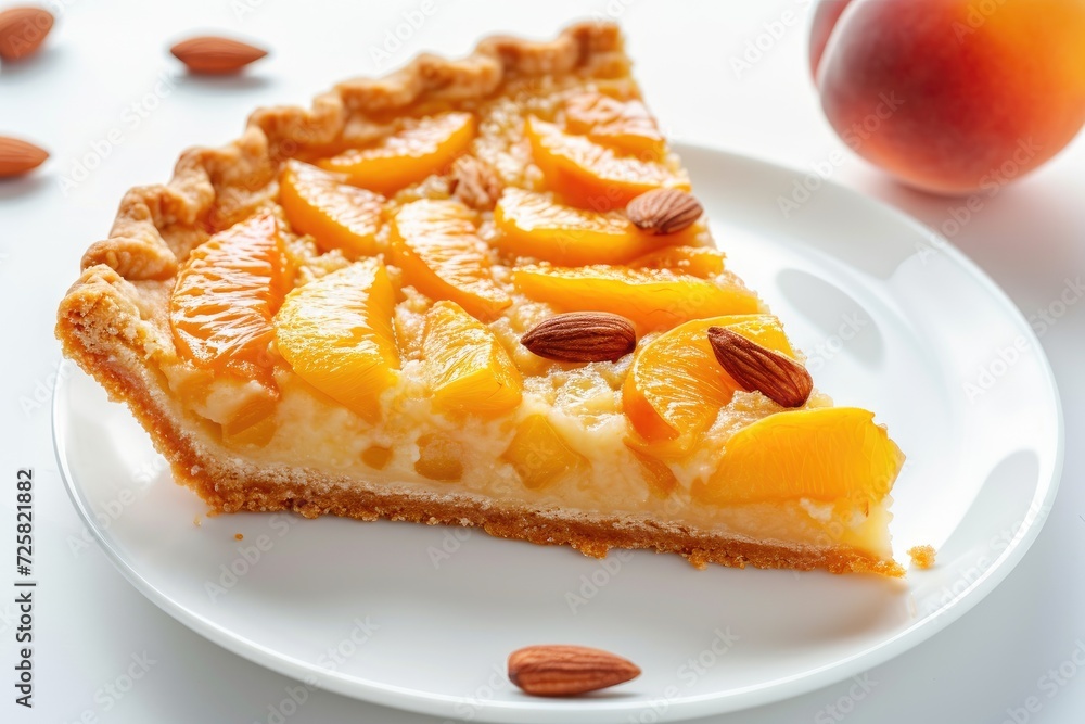 Summer open pie with ripe fruits aromatic herbs Healthy and tasty bakery dessert