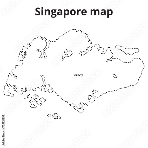 Photography Singapore dotted line map vector, icon, symbol