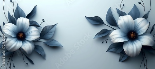 White flowers with black ribbon on gray background funeral sympathy concept for condolences
