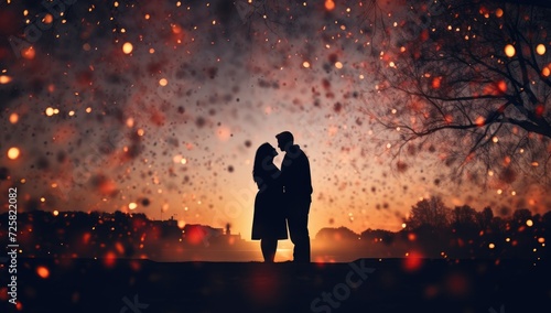 love silhouettes in fireworks