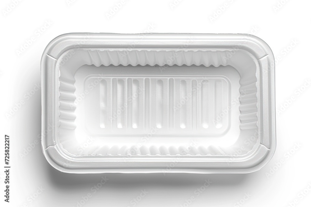 Top view of a white foam food container isolated on a white background Top view of a white foam food container isolated on a white background
