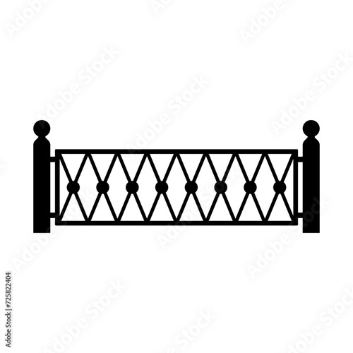 Fence icon. Fencing. Black silhouette. Horizontal front view. Vector simple flat graphic illustration. Isolated object on a white background. Isolate.