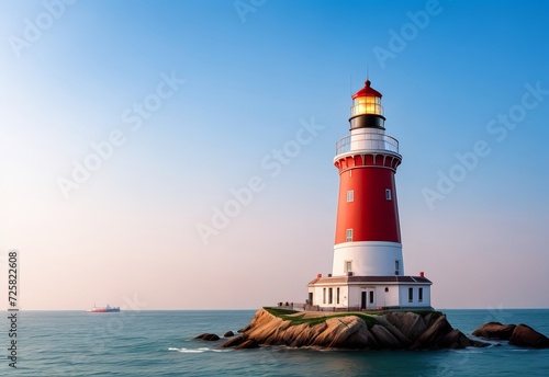 The beautiful lighthouse on the sea of Qingdao
