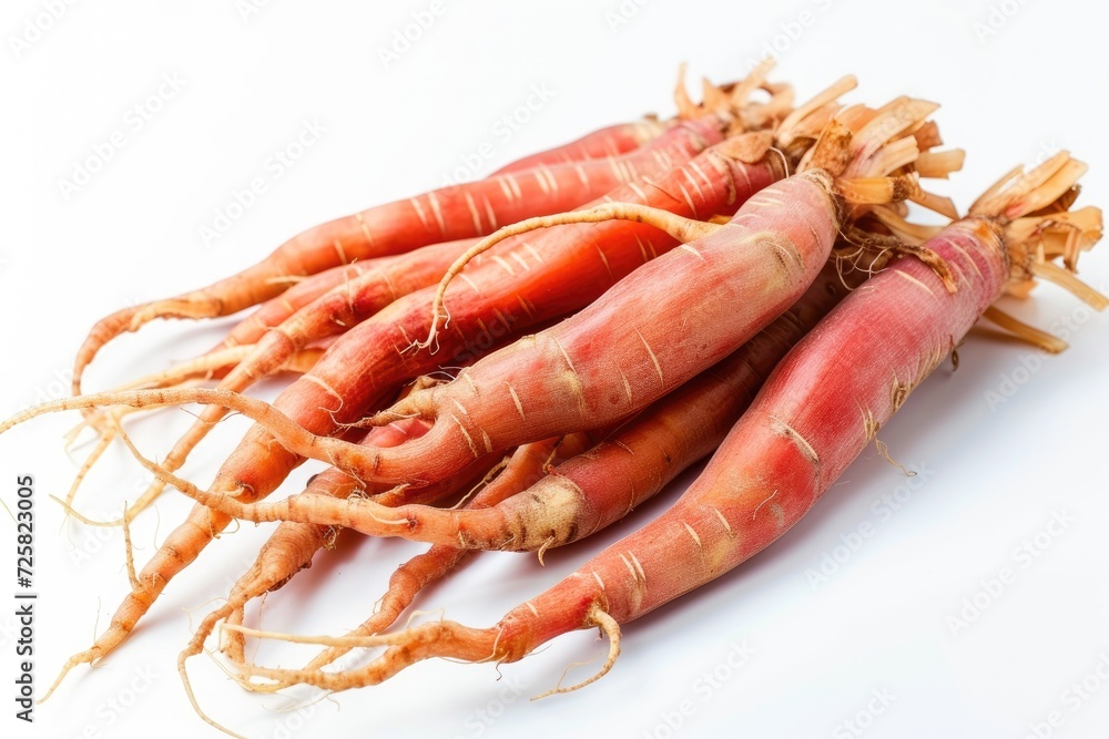 White background closeup of Korean red ginseng White background closeup of Korean red ginseng