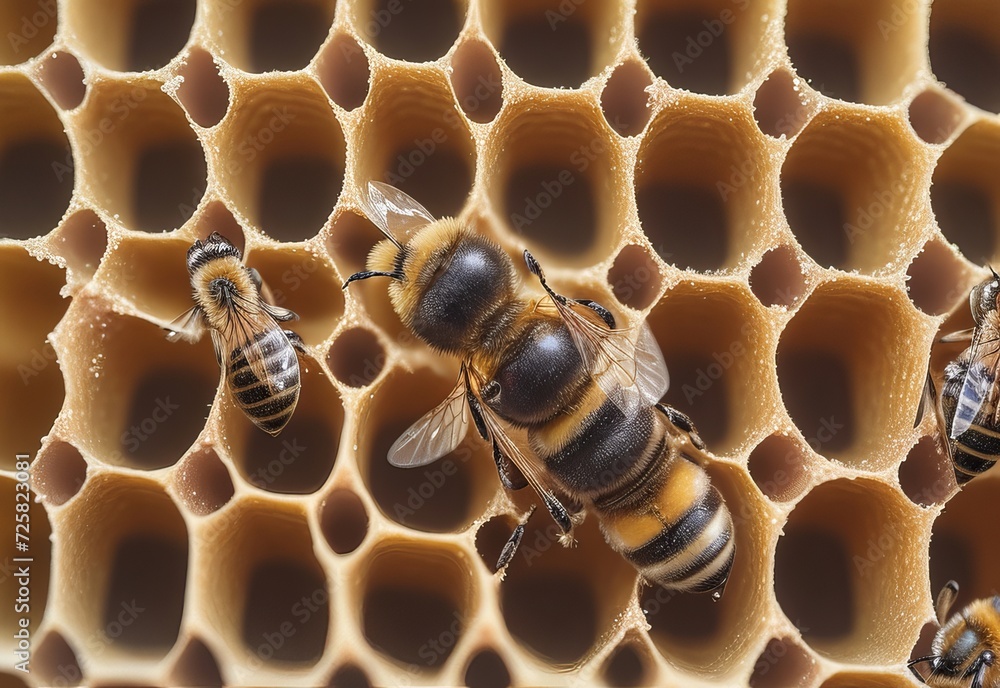 Bees in honeycomb macro shot selective focus Bees in honeycomb macro shot selective focus