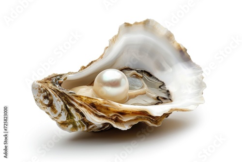 White background oyster opens to reveal isolated pearl