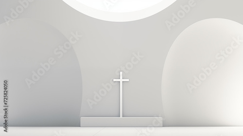 Białe tło z krzyżem - Wielki Post w kościele katolickim. Symbol Zbawienia - Jezus Chrystus. photo