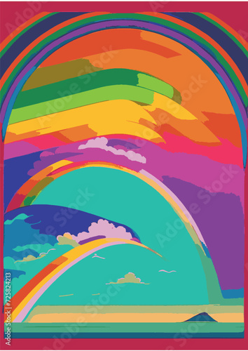 Text Background Set: Rainbow Landscape, Dragon, Dinosaur, Festival, Frame, Legalize, Chinese, Asian, Japanese, Engraving